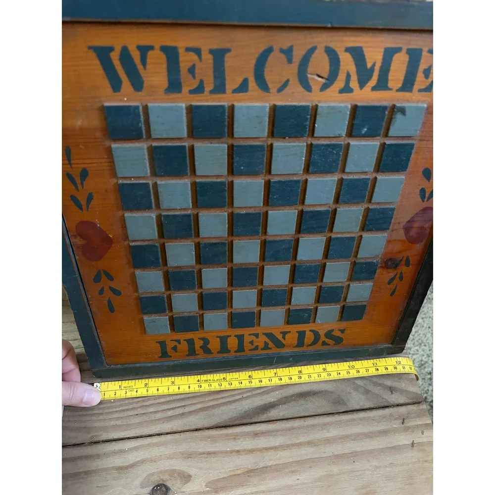 Wooden Welcome Friends Checkerboard Wall Sign Rustic Farmhouse Decor
